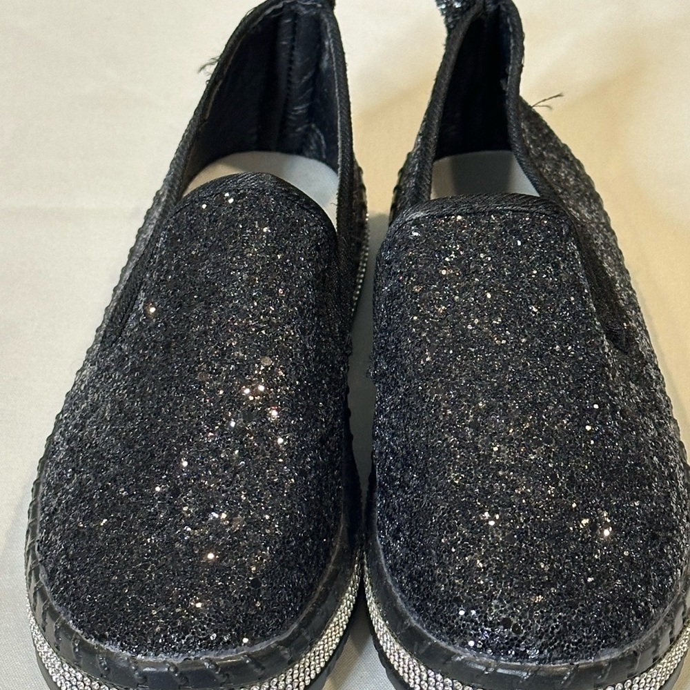 Elegant Glitter Black Women's Loafers